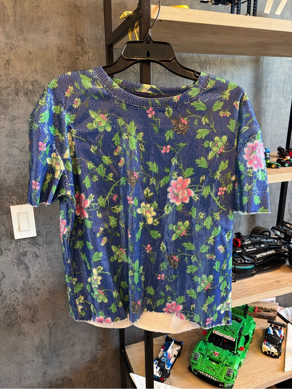Zara Blue Sequin Floral Top